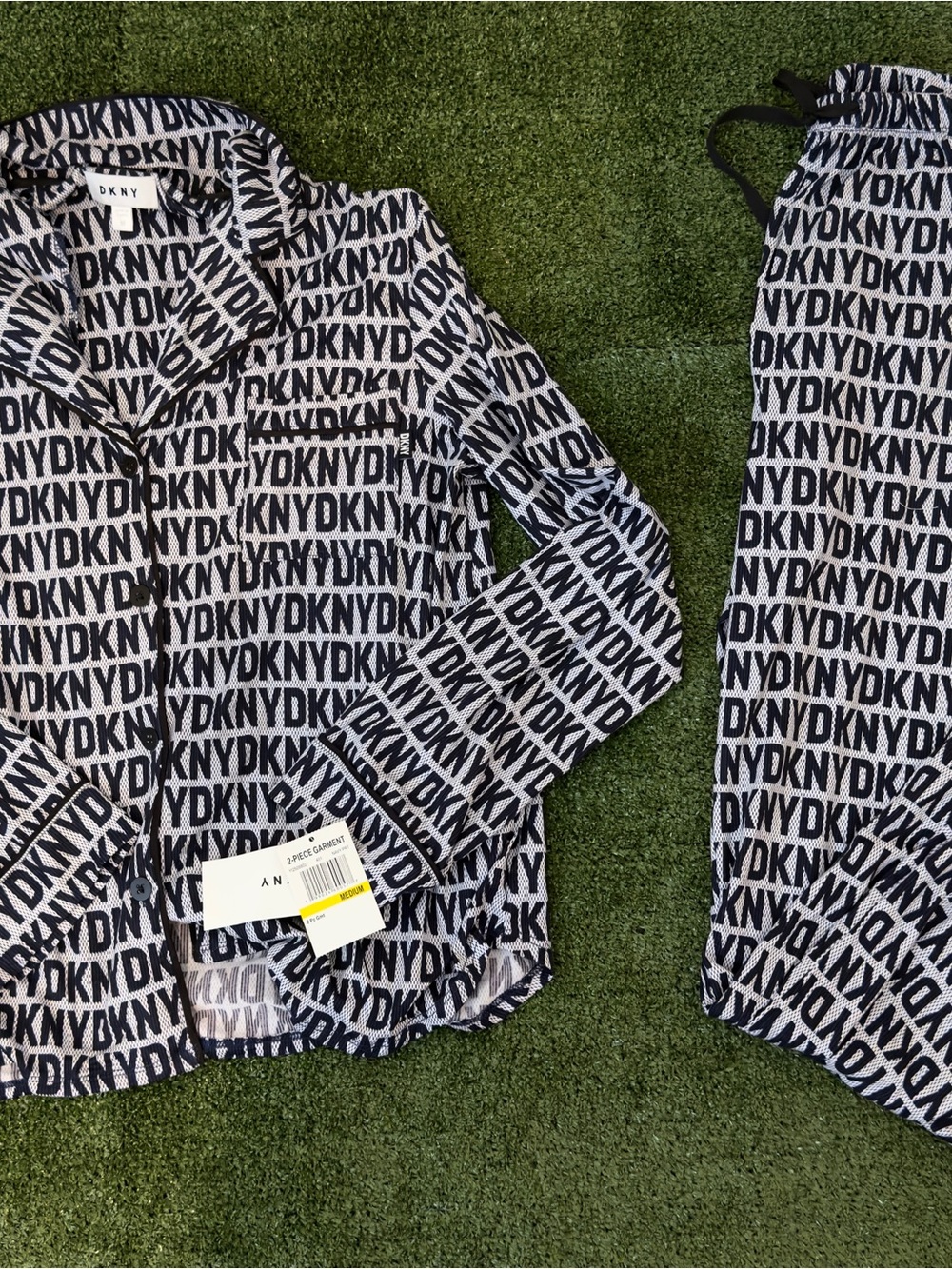 DKNY Black & White Logo Pajama Set